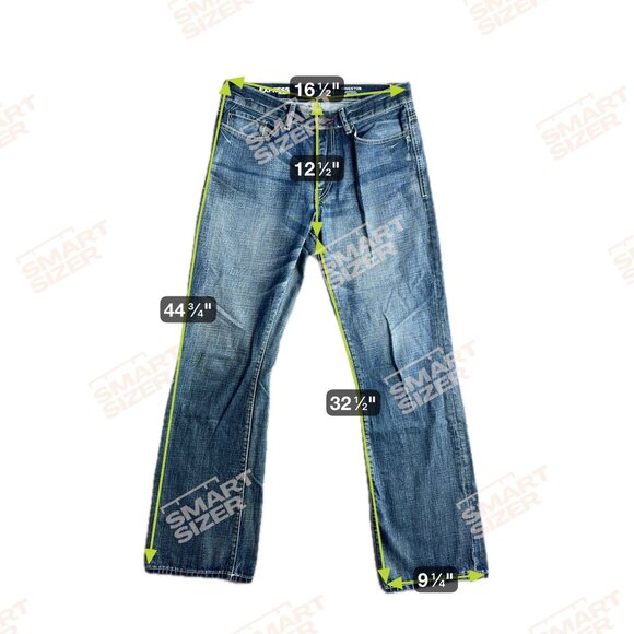 Express Kingston Boot Cut Jeans Classic Faded Whiskered Distressed Mens Denim 32 - Picture 2 of 7